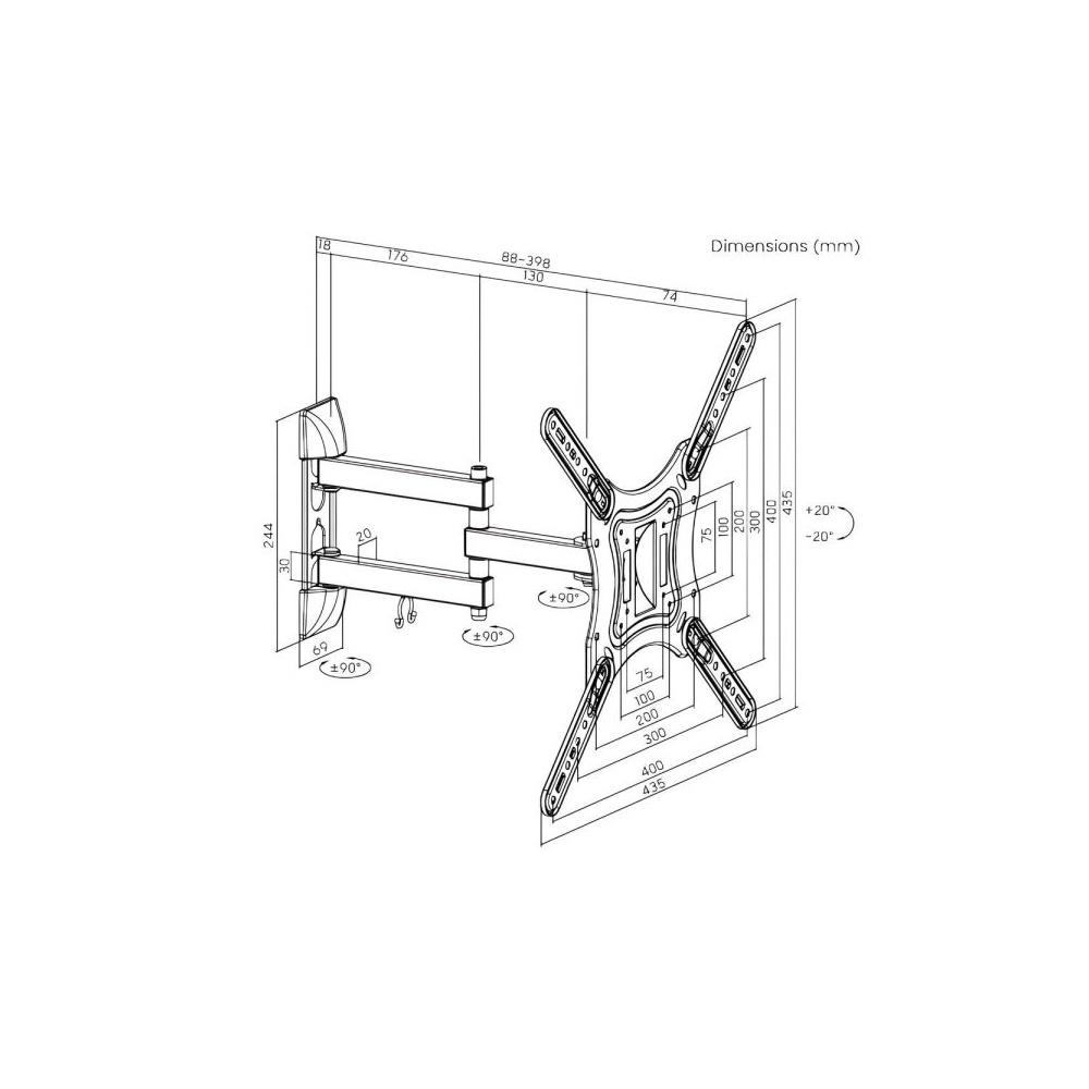Επιτοίχια Βάση Τηλεόρασης BRATECK LPA51-443 MAX VESA 400×400 23″ - 55″ έως 30kg - Ηλεκτρικές Συσκευές | Ηλεκτρικά Είδη Επιτοίχια Βάση Τηλεόρασης BRATECK LPA51-443 MAX VESA 400×400 23″ - 55″ έως 30kg - Image 2